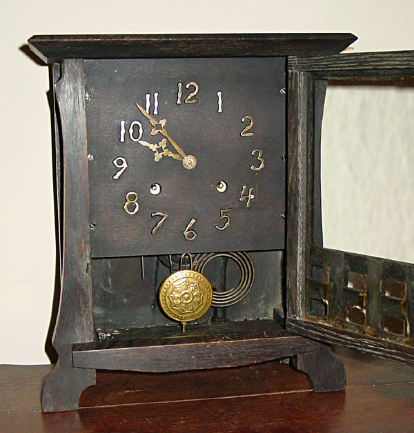 New Haven Los Santos Mission Oak Clock circa 1904